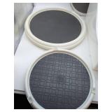 3 Lazy Susan/kitchen turntables & Mainstays Large Pantry Bin with Stair-Step Design. Two 10 inch, One 12 inch tables.