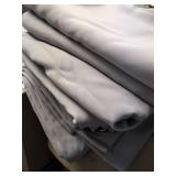 6 Light Gray Panel Curtains with Metal Grommets, approx. 51 x 102 inches each.