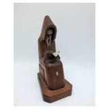 Carved Wooden Monk Figurine, 8 x 4.5 inches.