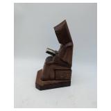 Carved Wooden Monk Figurine, 8 x 4.5 inches.