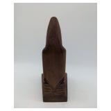 Carved Wooden Monk Figurine, 8 x 4.5 inches.