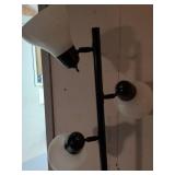 Black metal 3-Light Floor Lamp with plastic shades, worked when tested.