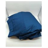 London Fog King Size Blue Polyester Sheet set, 1 fitted sheet, 1 flat sheet, in good used condition, very smooth and soft.