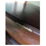 American Signature Side Table with Decorative Inlay, used/has cosmetic damage, as is, great project piece- heavy wood!