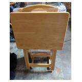 Wooden Folding TV Tray Tables Set of 3 on stand