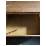 Solid Maple Wood Dresser with Louvered Drawers, 55 x 19.5 x 34 inches tall. Used, as is, see images for damage.