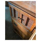 Solid Maple Wood Dresser with Louvered Drawers, 55 x 19.5 x 34 inches tall. Used, as is, see images for damage.