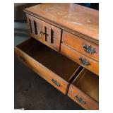 Solid Maple Wood Dresser with Louvered Drawers, 55 x 19.5 x 34 inches tall. Used, as is, see images for damage.