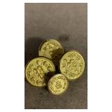 RC50 vintage Police uniform buttons set of 4 - 5/8 inch (1) 7/8 inch (3)
