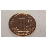 1 oz 999 fine copper round 9/11 WE SHALL NEVER FORGET design
