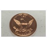 1 oz 999 fine copper round 9/11 WE SHALL NEVER FORGET design