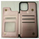 JEEHOOD Compatible with iPhone 12 Pro Max Wallet Case with Card Holder RFID Blocking for Women Men, Double Magnetic Clasp Kickstand Shockproof Phone Case Fit for iPhone 12 Pro Max, Rose Gold DP60