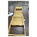 athtub Box Tray, Telescopic Bamboo Basin Tray Sliding Towel Rack, Telephone Rack and Adjustable Book Reading Rack, Bath Table with Bookshelves, Tablet Computer Slot - Retail: $0