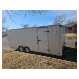 Pace 8x20ft Dual Axle Enclosed Cargo Trailer - Pulls Straight, but needs some TLC. Sold with Oklahoma Bill of Sale.