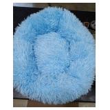 JOLLYVOGUE Light Blue Dog & Cat Bed, Calming Anti-Anxiety Pet Bed for Small Dogs, Fluffy Donut Cushion for Small and Medium Pets (20)