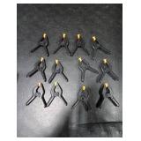 12 Pack Plastic Spring Clamps, 3.5inch Small Heavy Duty Clips for Crafts, Backdrop Stand, Woodworking, Photography Studios (Black)