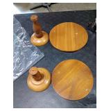 JOLLYMER Set of 2 Wood Cake Stand, Rustic Farmhouse Cupcake Stand, Wedding and Birthday Cake Pedestal Stand