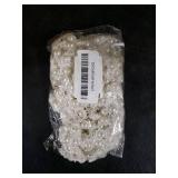 PH PandaHall 4 Yards Pearls Lace Ribbon, 7/8 inch White Pearl Fringe Applique Pearl Lace Trim Fringe Trim Fabric Gimp Braid Trim Ribbon for Costume Curtain DIY Crafts Jewelry Wedding Party Decor