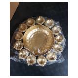 Diya Shape Decorative Urli Bowl for Home Metal Handcrafted for Floating Flowers and Tea Light Candles Home,Office and Table Decor| (Gold Polish urli Bowl 14 inch)