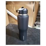 HYDROWION 32oz Stainless Steel Water Bottle(Cold for 48 Hrs, Hot for 24 Hrs),Double Wall Vacuum Insulated Water Bottle with Straw Lid, Spout Lid and Flex Cap, Fit in Any Car Cup Holder,Black