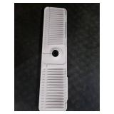 24 Inch Silicone Faucet Mat for Kitchen Sink Splash Guard - 7° Slope Water Draining Mat With Fasten Button for Bathroom Area (Gray, 24