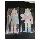 Pinkunn 2 Pcs Pastel Christmas Nutcracker Yard Stake Candy Cane Metal 3D Outdoor Christmas Decorations Xmas Nutcracker Yard Signs for Xmas Outdoor Garden Lawn Party Decor