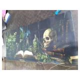 Large Gaming Mouse Pad, Dark Academia Goth Skull Plants Computer Desk Mat,Non-Slip Waterproof Rubber Base and Stitched Edges Desk Pad for Laptop Keyboard Office Home 35.4 x15.7