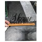 Teenyyou Home Sweet Home Sign House Table Decor Bless Centerpiece Black Metal Word Sign with Wooden Base for Sweet Family Tabletop Desk Decoration Housewarming Gift