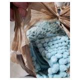 H.VERSAILTEX Extra Thick Chenille Striped Pattern Bath Rugs for Bathroom Non Slip - Soft Plush Shaggy Mats for Floor, Indoor, Entryway (Aqua Haze, 32 x 20 Plus 24 x 17 - Inches)