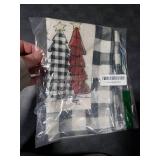 Artoid Mode Waterclor Buffalo Plaid Christmas Trees Placemats Set of 4, 12x18 Inch Winter Table Mats for Outdoor Home Party Kitchen Dining Decor