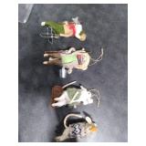 Watereem Set of 4 Christmas Felt Mouse Ornaments, 5 Mini Fishing Mice Figurines for Christmas Tree Wreath Hanging, Wool Xmas Tabletop Decor, Animal Crafts Holiday Easter Gifts Party Supply