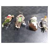 Watereem Set of 4 Christmas Felt Mouse Ornaments, 5 Mini Fishing Mice Figurines for Christmas Tree Wreath Hanging, Wool Xmas Tabletop Decor, Animal Crafts Holiday Easter Gifts Party Supply