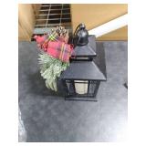 Metal Christmas Vintage Candle Lanterns with Led Light,Red Ribbon Decorative Hanging Lantern for Indoor Outdoor Decorations Party Gift, Christmas Porch Decor, WOKEISE