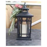 Metal Christmas Vintage Candle Lanterns with Led Light,Red Ribbon Decorative Hanging Lantern for Indoor Outdoor Decorations Party Gift, Christmas Porch Decor, WOKEISE