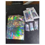 8 PCS Iridescent Disco-Holographic Party Decorations - Love-Heart Garland Streamers Banner, Disposable Laser Tablecloth, Tinsel Foil Fringe Curtains | Birthday, Bachelorette, Engagement, 90s, 80s