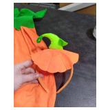 Causpreiau 2Pcs Pumpkin Costume Adult,Glow in the Dark Poncho for Women with Headband and Candy Bag for Halloween