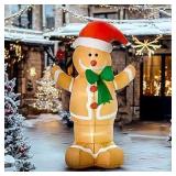 GARIG 6FT Christmas Inflatables The Runaway Gingerbread Man Outdoor Decorations, Christmas Blow Up Yard Decorations with Built-in LEDs for Xmax Outdoor Party, Yard, Garden