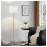Ambimall 60 Floor Lamps with Remote Control & Bulb, Colors Temperature & Brightness Adjustable, Gray Shade & Silver Pole