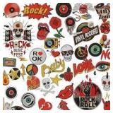 46 Pieces Rock and Roll Music Iron-on Transfer Sticker Rock Punk Band Set Punk Iron-on Party Heat Transfer Sticker Halloween Jackets Hat Clothing Bags Decoration