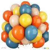 HILAVO Retro Blue Yellow and Orange Balloons,  12 Inch Slate Blue Burnt Orange Mustard Yellow Balloons for Here Comes the Son Baby Shower Kids Birthday Party Boho Party Decorations