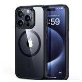ESR for iPhone 15 Pro Case, Compatible with MagSafe, Full-Body Military-Grade Drop Proof Case for iPhone 15 Pro with Built-in 9H+ Tempered Glass Screen Protector, Clear Black