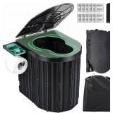 Sckee Camping Toilet, Portable Toilet for Adults, Portable Travel Folding Toilet with Lid and Paper Holder, Compact Potty for Car, Camp Toilet Portable Toilet for Camping, Hiking,Truck, RV, Beach