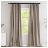Novecozy Linen Texture 100% Blackout Curtains 54 inches Long for Bedroom Living Room Darkening Full Black Out Rod Pocket & Back Tab Thermal Insulated Home Decor Window Drapes 2 Panels Set Taupe