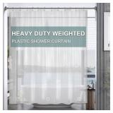 AmazerBath Plastic Shower Curtain Clear 72x74 Inches, Clear Shower Curtain Heavy Duty 8G Premium PEVA, Weighted Shower Curtains for Bathroom Accessories with 3 Big Stones and 12 Rustproof Grommets