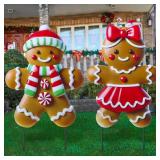 Chunful 2 Pack Pink Gingerbread Man Yard Decorations 3D Christmas Metal Yard Stakes Christmas Gingerbread Decorations for Xmas Winter Outdoor Home Lawn Garden Pathway Holiday Party Decor