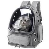 Cat Backpack Carrier, Breathable Cat Bubble Backpack Large Space Cat Carrier Backpack for Kitty Small Dog, Foldable Airline Approved Cats Backpack, Transparent Pet Travel Backpack Up to 20 lbs (Grey)