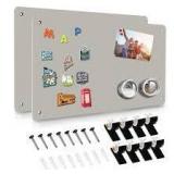 White 2Pack Magnetic Board,17.5 x 11.4 Magnet Bulletin Board to Display Magnetic Notes, Poetry, Photos, Suitable for Wall, Refrigerator, Cabinet etc, Come with 4 Pcs Dual Lock Tape and Screws