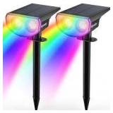 Kyosho Solar Color Spot Lights Outdoor, 9 Lighting Modes Halloween Christmas Lights, 38 LEDs Color Changing Waterproof RGBW Multicolor Tree Pool Solar Spotlight, 2 Pack