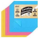 HOMEXCEL Swedish Dishcloths for Kitchen 19 Pack, Sponge Dish Cloth for Counters & Washing Dishes, Reusable and Absorbent Paper Towels, 3 Colors Assorted