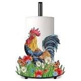 Hexagram Rooster Decor Rooster Kitchen Decor Bathroom Decorations Rustic Home Gifts Farmhouse Paper Towel Holder Countertop Standing Cute Chicken Kitchen Decorations Gifts for Housewarming